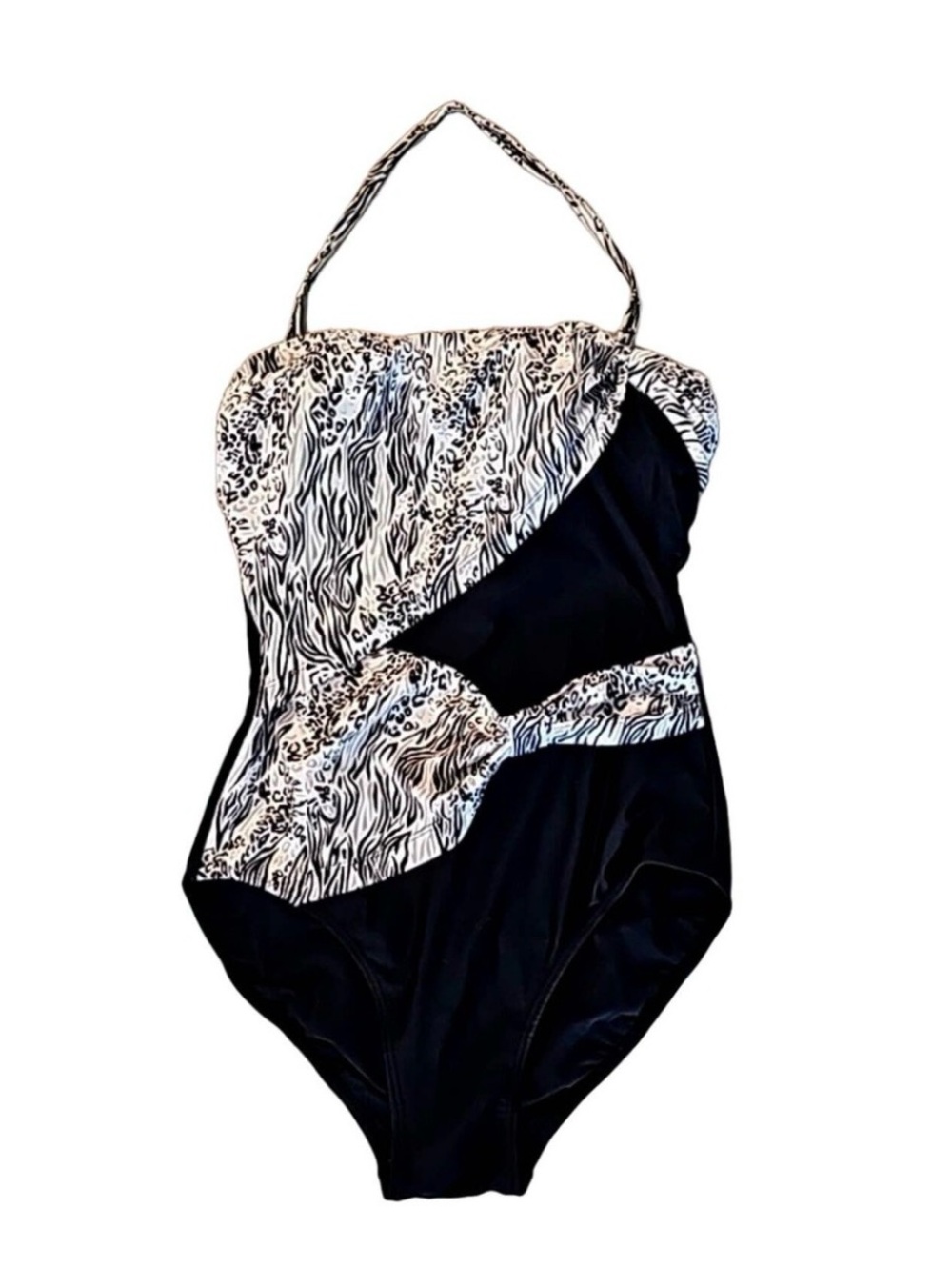 Slimming swimsuit Black and White Animal Print One-Piece Swimsuit - size 8